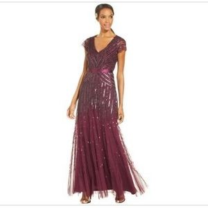 Adriana Papell  Beaded dress with Cap Sleeves